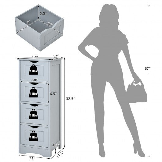 4-Drawer Freestanding Floor Cabinet with Anti-Toppling Device-Black