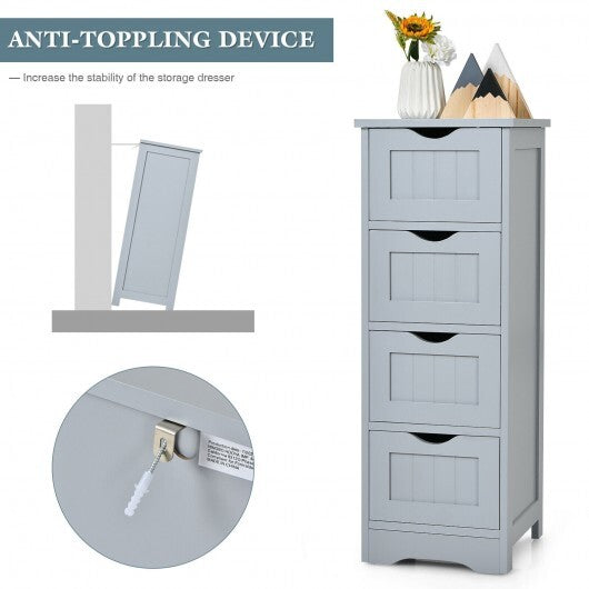 4-Drawer Freestanding Floor Cabinet with Anti-Toppling Device-Black