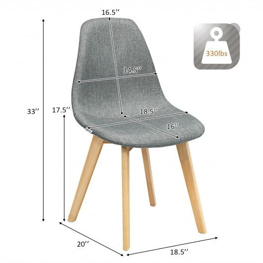 4 Pieces Modern Dining Chair Set with Wood Legs and Fabric Cushion Seat