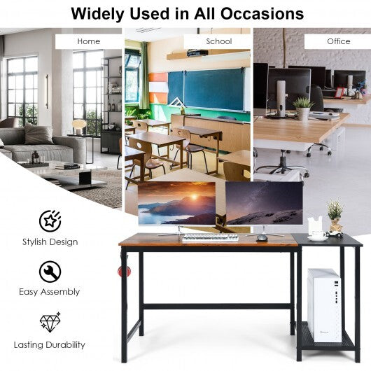 59 Inch Home Office Computer Desk with Removable Storage Shelves-Black