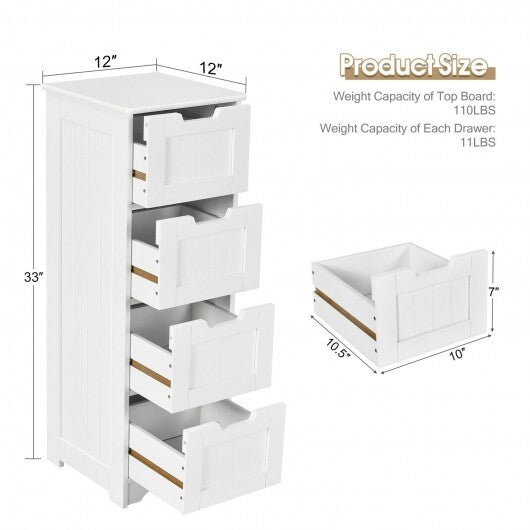 Free-Standing Side Storage Organizer with 4 Drawers-Black