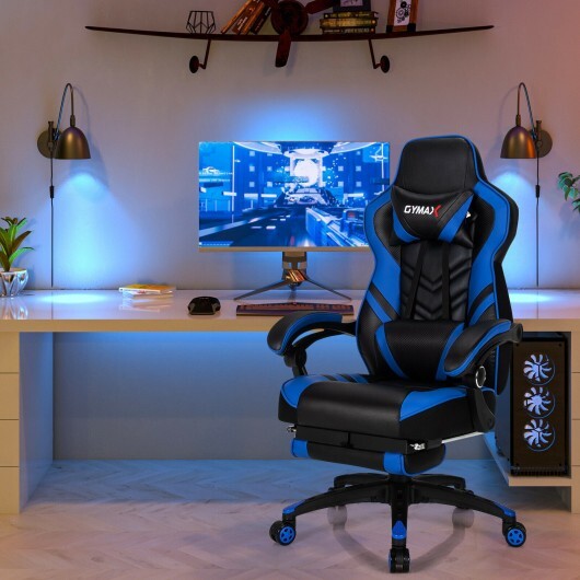 Adjustable Gaming Chair with Footrest for Home Office-Pink