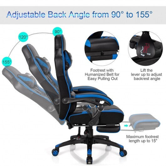 Adjustable Gaming Chair with Footrest for Home Office-Pink