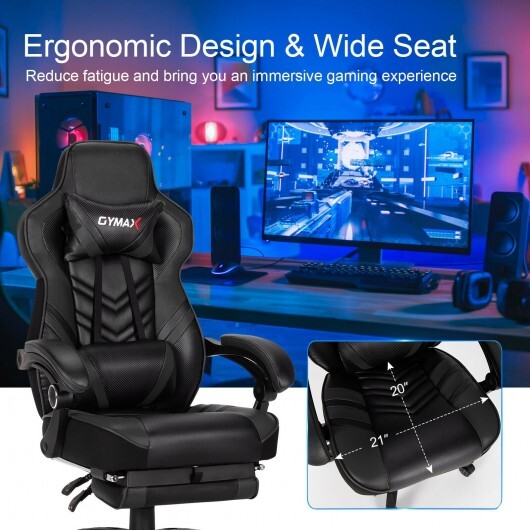 Adjustable Gaming Chair with Footrest for Home Office-Pink