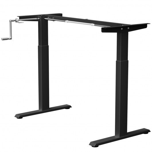 Hand Crank Sit to Stand Desk Frame Height Adjustable Standing Base-Gray