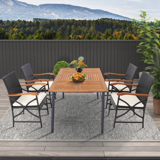 Set of 2/4 Patio Wicker Dining Chairs with Soft Zippered Cushion-Set of 2