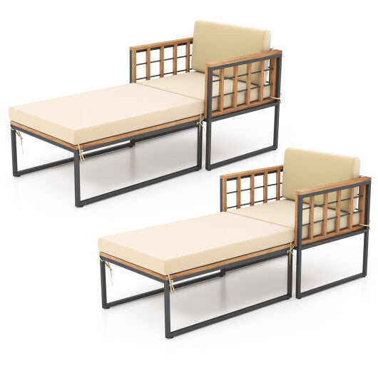 Acacia Wood Outdoor Chaise Lounge Chair for Backyard  Poolside  Garden Deck or Balcony