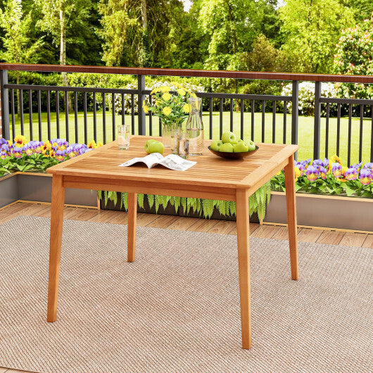 40 Inch Acacia Wood Dining Square Bistro Table with 1.96 Inch Umbrella Hole