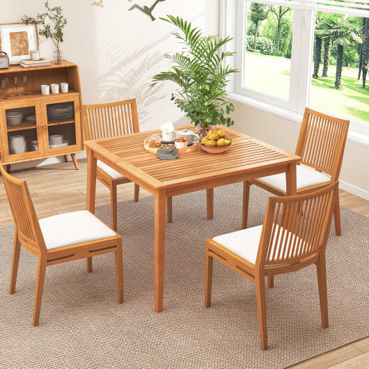 40 Inch Acacia Wood Dining Square Bistro Table with 1.96 Inch Umbrella Hole