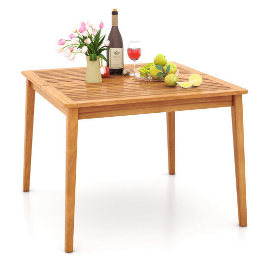 40 Inch Acacia Wood Dining Square Bistro Table with 1.96 Inch Umbrella Hole