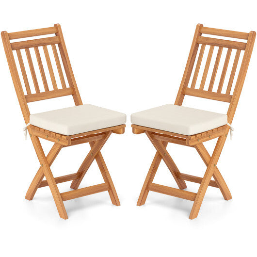 Patio Folding Chairs Set of 2 with Soft Seat Cushion-A