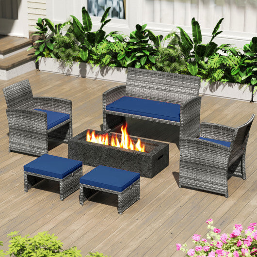 2 Pieces Patio PE Rattan Ottomans with Soft Zippered Cushions for Deck-White