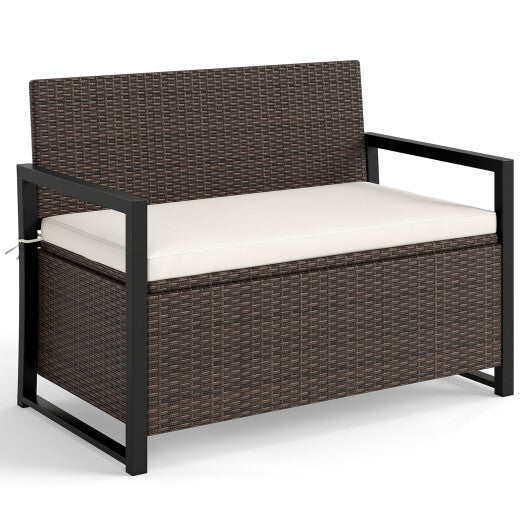 Patio Storage Bench-Mix Brown and Off White