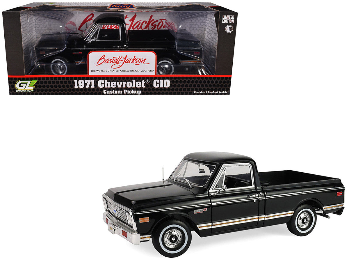 1971 Chevrolet C-10 Custom Pickup Truck Black "Barrett-Jackson - Scottsdale 2024" 1/18 Diecast Model Car by Highway 61