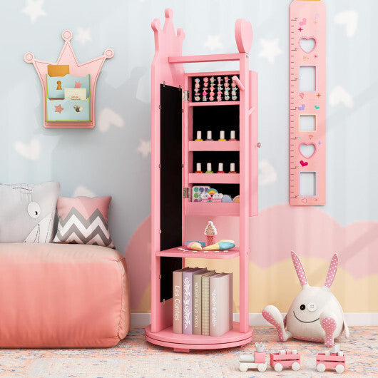 Kids Room Furniture Set Princess Vanity Table and Stool Set with Mirror and Drawer-White