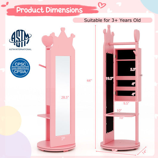 Kids Room Furniture Set Princess Vanity Table and Stool Set with Mirror and Drawer-White
