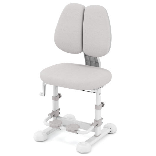 Kids Study Chair with Adjustable Double Backrest and Footrest-Blue