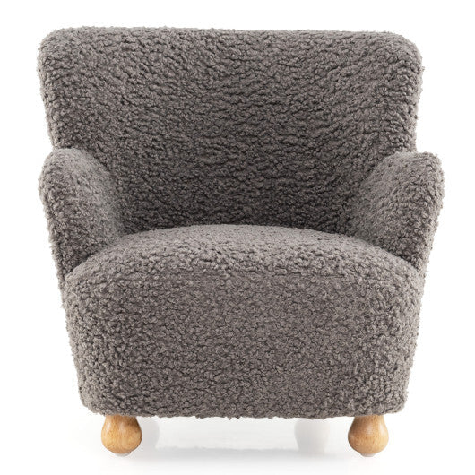 Sherpa Kids Sofa Comfy Toddler Armchair with Solid Rubber Wood Legs-Pink