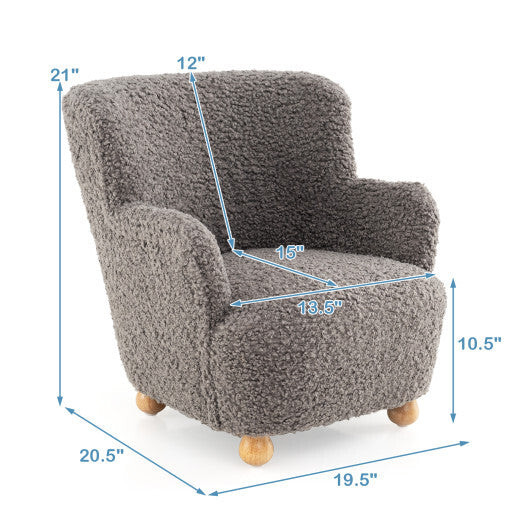 Sherpa Kids Sofa Comfy Toddler Armchair with Solid Rubber Wood Legs-Pink