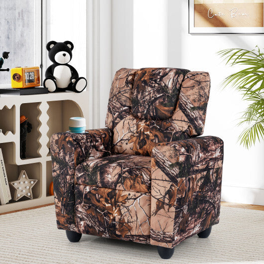 Kids Recliner Chair Push Back Toddler Reclining Armchair with Cup Holder-Pink