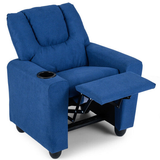 Kids Recliner Chair Push Back Toddler Reclining Armchair with Cup Holder-Pink