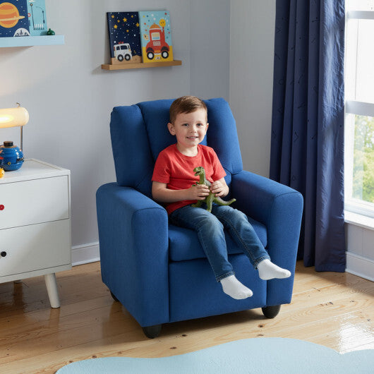 Kids Recliner Chair Push Back Toddler Reclining Armchair with Cup Holder-Pink