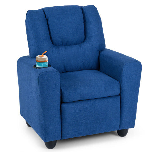 Kids Recliner Chair Push Back Toddler Reclining Armchair with Cup Holder-Pink