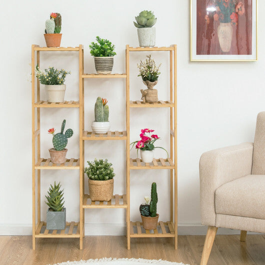 9/11-Tier Bamboo Plant Stand for Living Room Balcony Garden-9-Tier