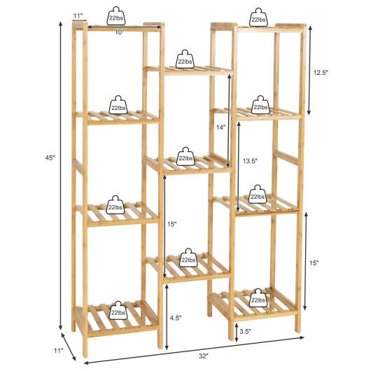 9/11-Tier Bamboo Plant Stand for Living Room Balcony Garden-9-Tier