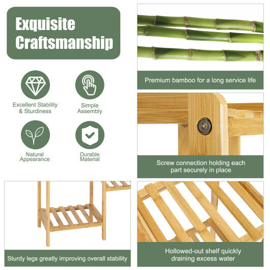 9/11-Tier Bamboo Plant Stand for Living Room Balcony Garden-9-Tier