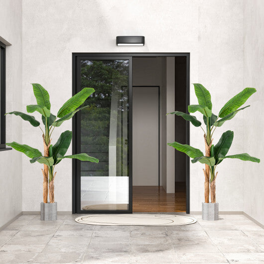 5.5/6.5 Feet Tall Artificial Banana Tree with 10/27 Large Leaves-6.5 ft