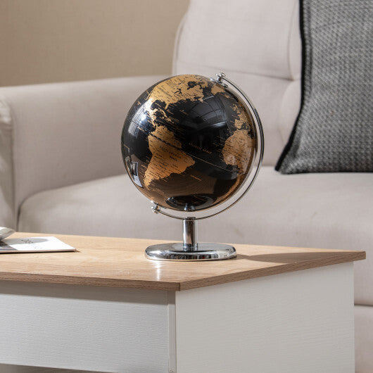 8" World Globe Modern Decorative Tabletop Earth Globe-Silver