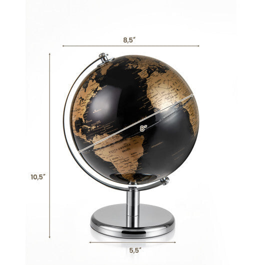 8" World Globe Modern Decorative Tabletop Earth Globe-Silver