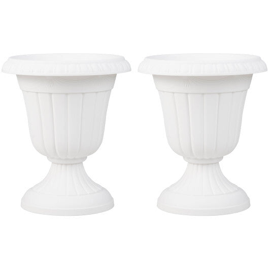 18 inch Tall Vintage Planters Set of 2 with Pedestal Base and Pre-marked Drain Hole-Bronze
