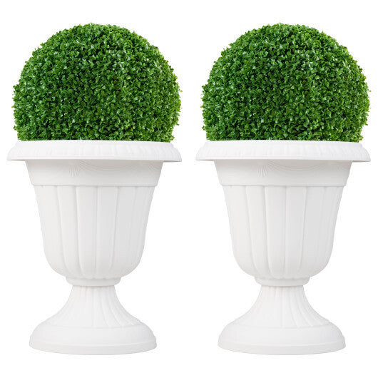 18 inch Tall Vintage Planters Set of 2 with Pedestal Base and Pre-marked Drain Hole-Bronze