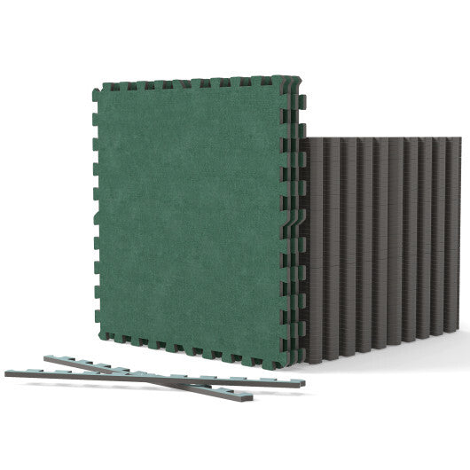 25 Pack-100 Sq.Ft. Foam Floor Tiles Interlocking Carpet Tiles with Edge Borders-Beige