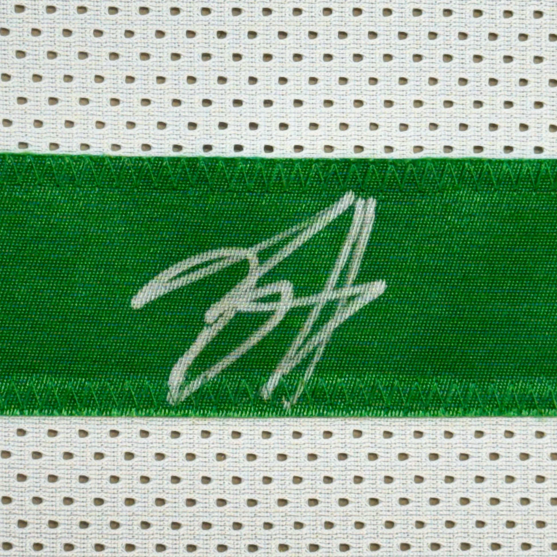 Framed Autographed/Signed Breece Hall 35x39 New York White Football Jersey JSA COA