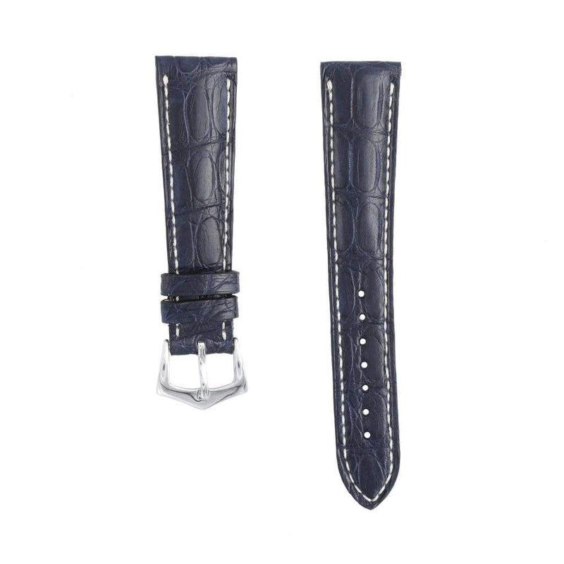 Hand-Sewn Matt Blue Caiman Watch Strap