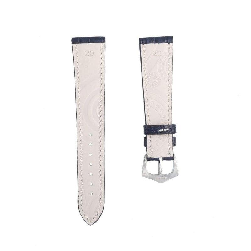 Hand-Sewn Matt Blue Caiman Watch Strap