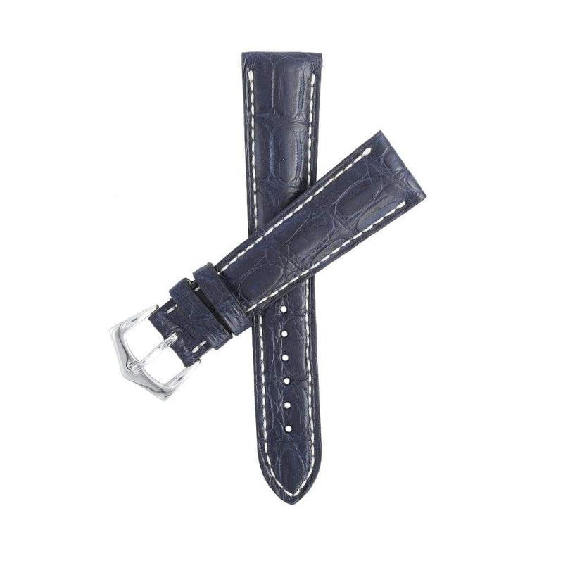 Hand-Sewn Matt Blue Caiman Watch Strap