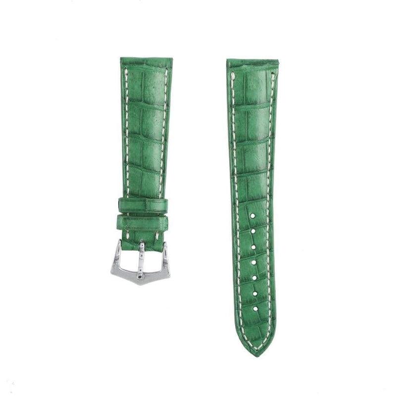 Hand-Sewn Matt Green Caiman Watch Strap