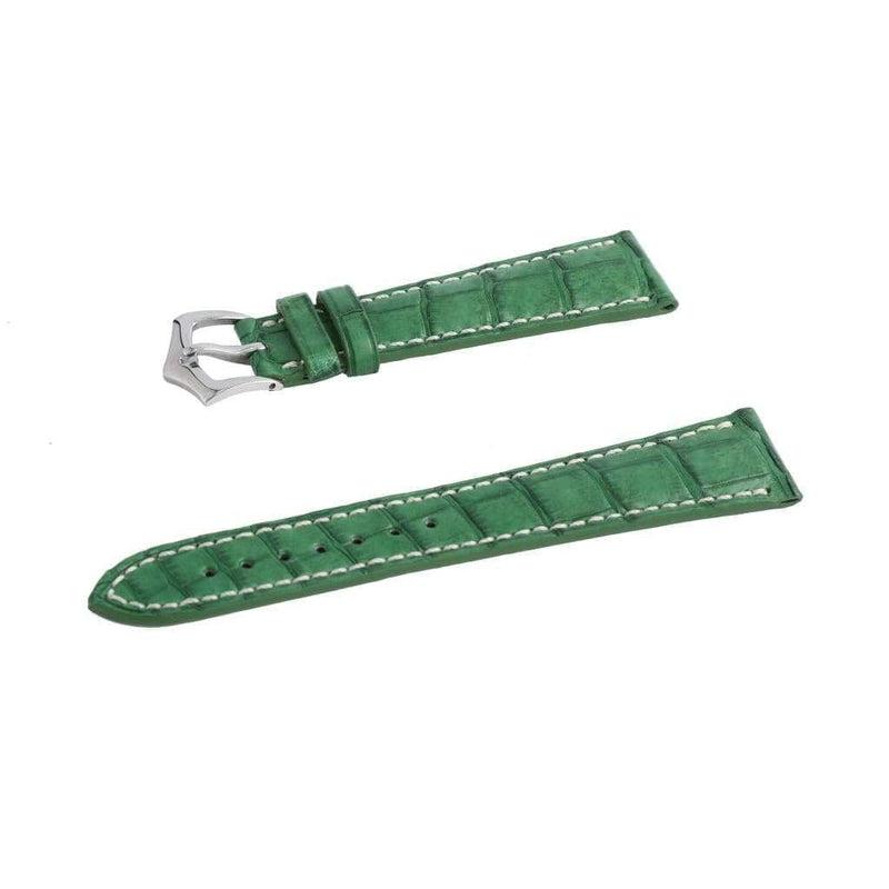 Hand-Sewn Matt Green Caiman Watch Strap