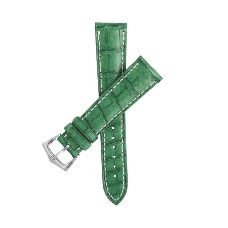 Hand-Sewn Matt Green Caiman Watch Strap