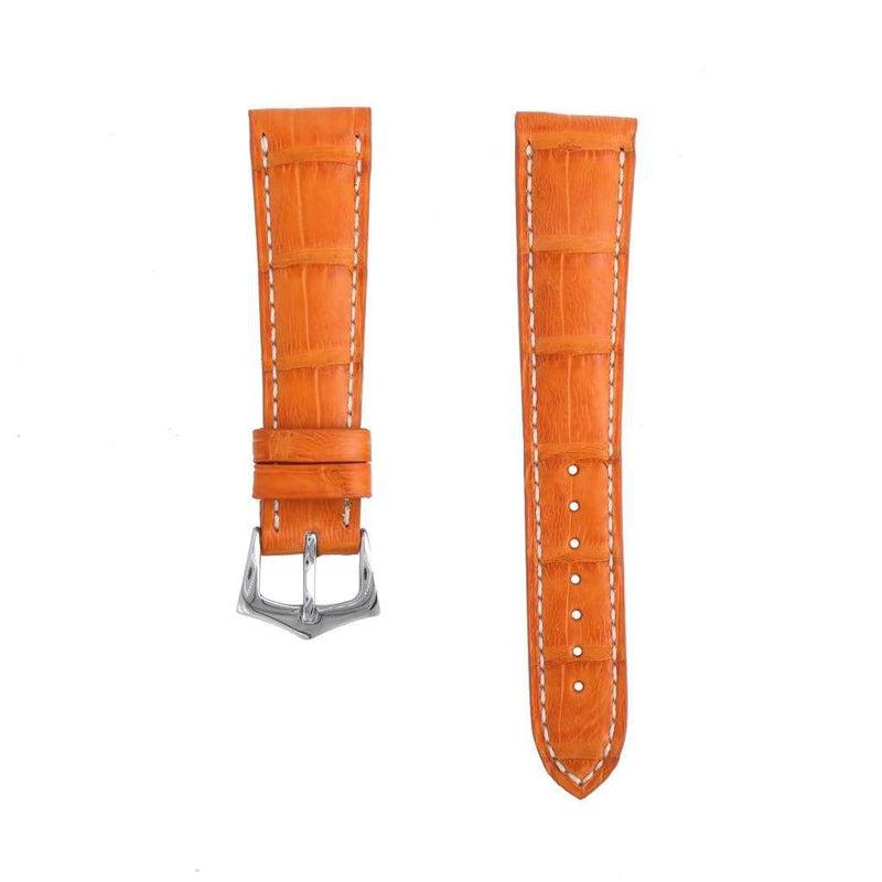 Hand-Sewn Matt Orange Caiman Watch Strap