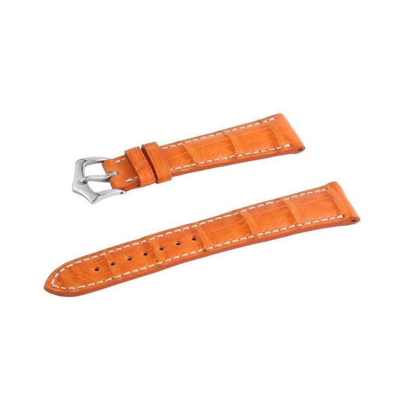 Hand-Sewn Matt Orange Caiman Watch Strap