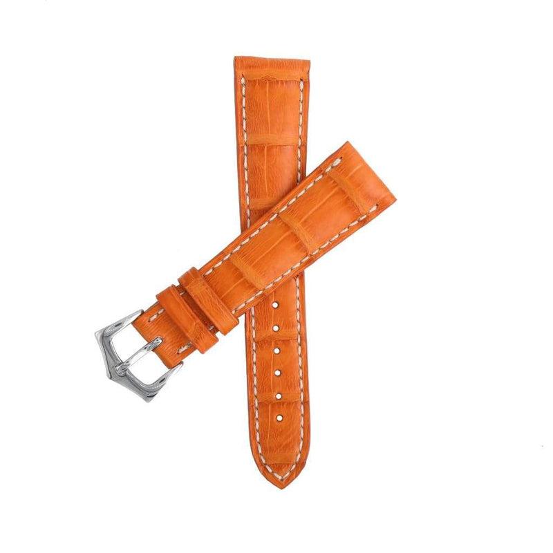 Hand-Sewn Matt Orange Caiman Watch Strap