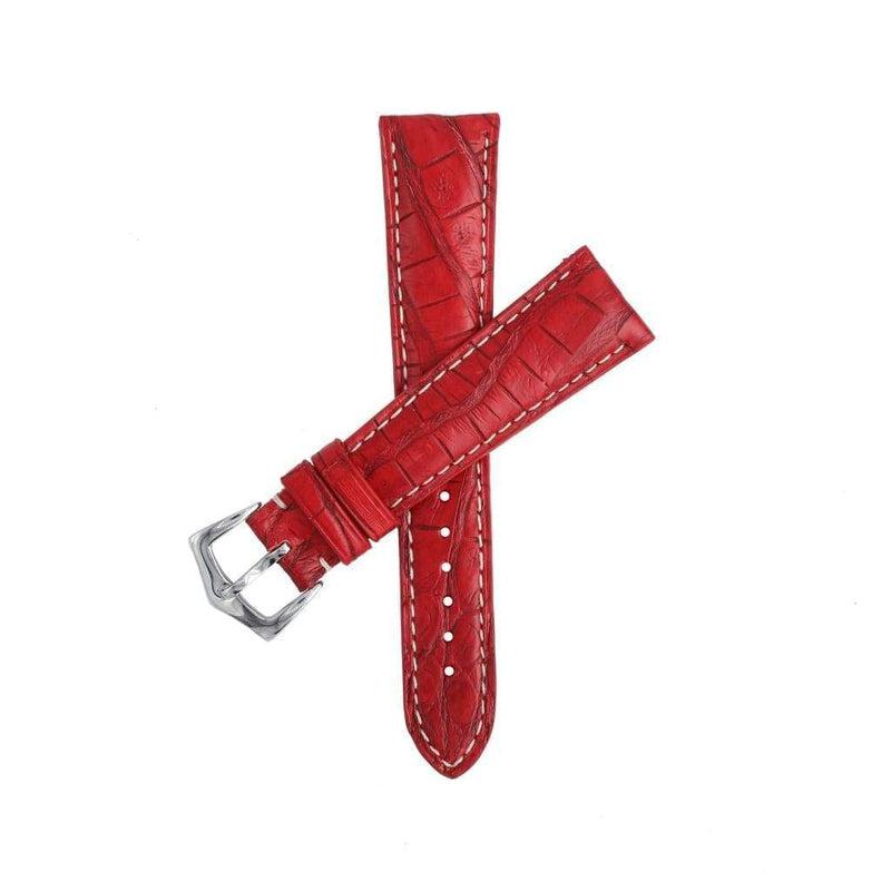 Hand-Sewn Matt Red Caiman Watch Strap