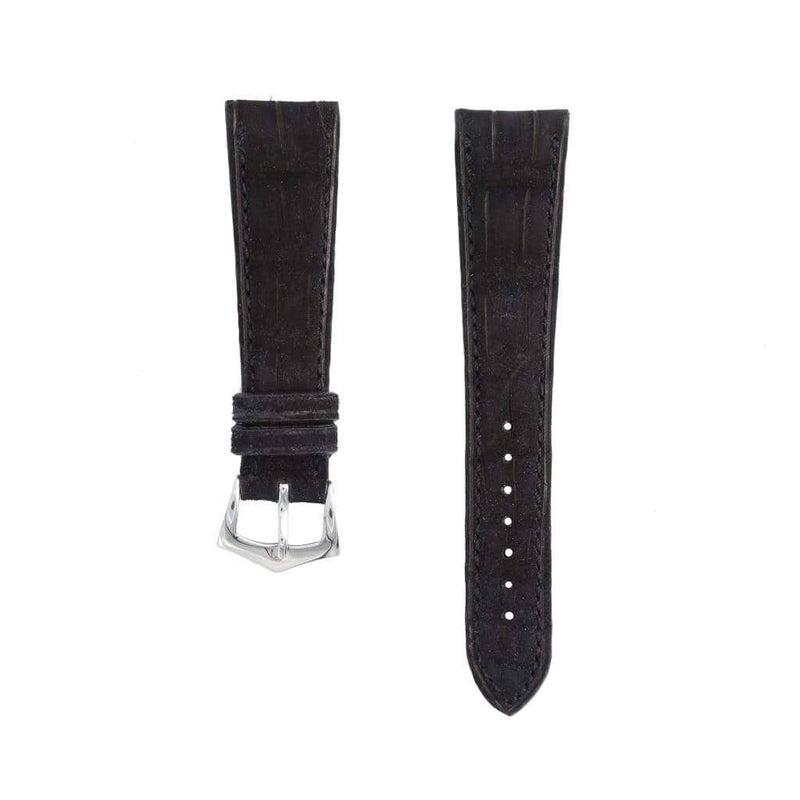 Hand Stitches Black Alligator Nubuck Watch Strap