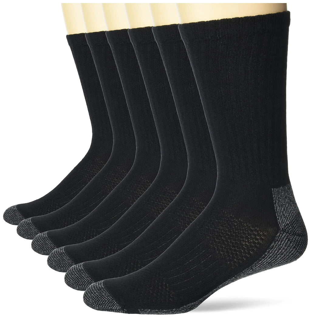 Hanes Black Men's Work Socks - Cool Comfort Fabric With FreshIQ Odor Protection