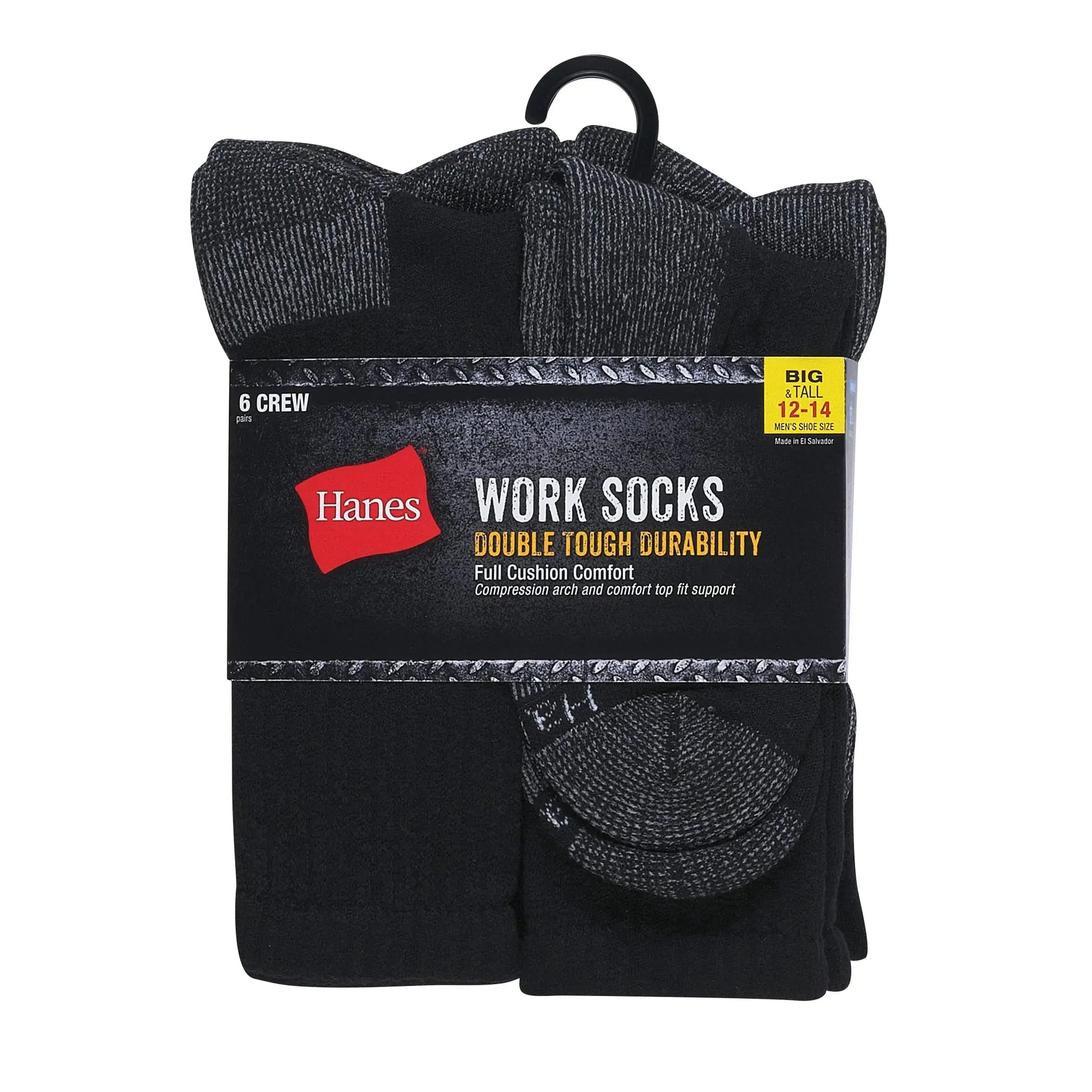 Hanes Black Men's Work Socks - Cool Comfort Fabric With FreshIQ Odor Protection